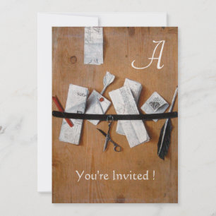 Invitación TITULAR DE LA CARTA EN EL MONOGRAMA DE MADERA blan