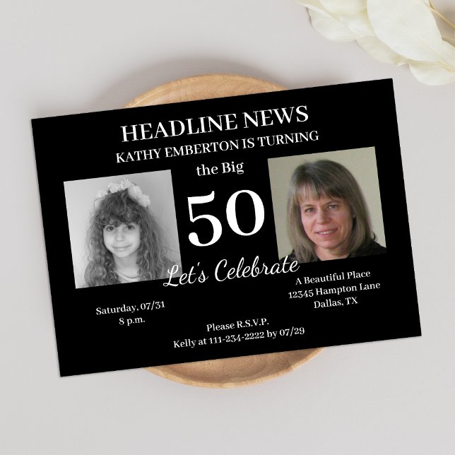 Invitación Titular del periódico 50.ª fiesta de cumpleaños de (Subido por el creador)