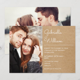 Invitación Título de boda guion Moderno rústico kraft 2 Foto