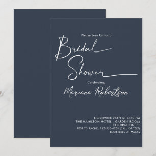 Invitación Título de boda minimalista moderno azul marino