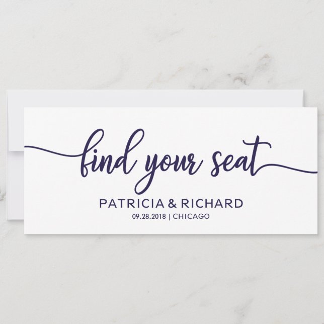 Invitación Título de Carta de Asientos de Boda Chic Azul Mari (Anverso)