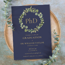 Invitación Título de Doctorado Fiesta de Graduación con Guirn