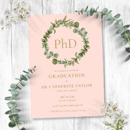 Invitación Título de Doctorado Guirnalda Rosa Graduation