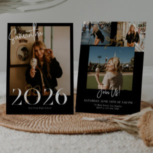 Invitación Título de graduación de lazo Coquette 2026 en blan