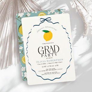 Invitación Título de Graduación de Limón con Lazo Azul recién