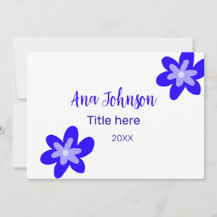 Invitación Título de nombre de garabato de flor azul año 20XX