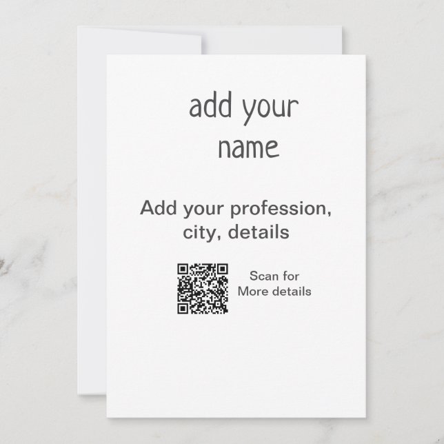 Invitación Título QR de nombre de texto simple mínimo (Anverso)