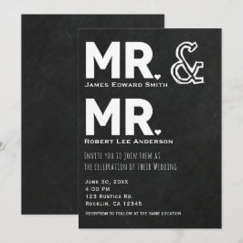 Invitación Tiza de pizarra Sr. y Sr. Boda Gay Compromiso