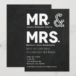 Invitación Tiza de pizarra Sr. y Sra. Compromiso de boda