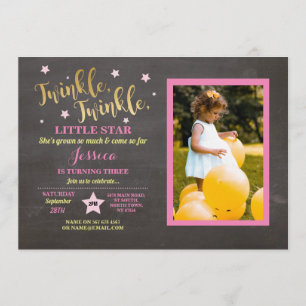 Invitación Tiza para Fiesta de Cumpleaños Twinkle Twinkle Lit
