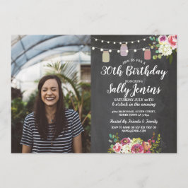 Invitación Tiza rústica de la fiesta de cumpleaños de la foto