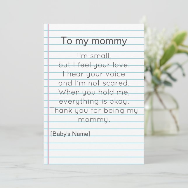 Invitación To My Mommy for First Mother's day personalized  (Anverso de pie)