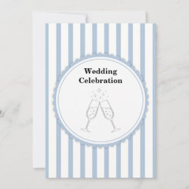 Invitación Toa de Celebración de Boda con Rayas Blancas y Azu