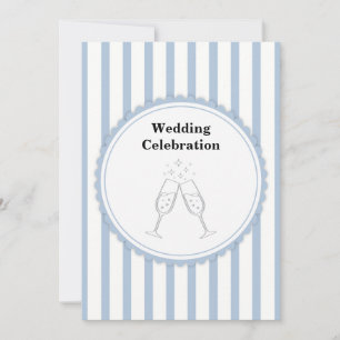 Invitación Toa de Celebración de Boda con Rayas Blancas y Azu