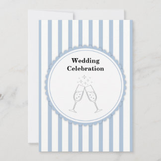 Invitación Toa de Celebración de Boda con Rayas Blancas y Azu