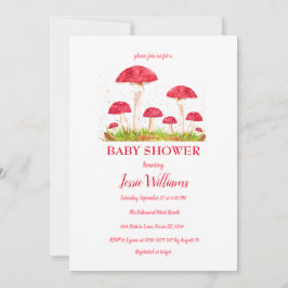 Invitación Toadstoides hongos Baby Shower Red Naturaleza