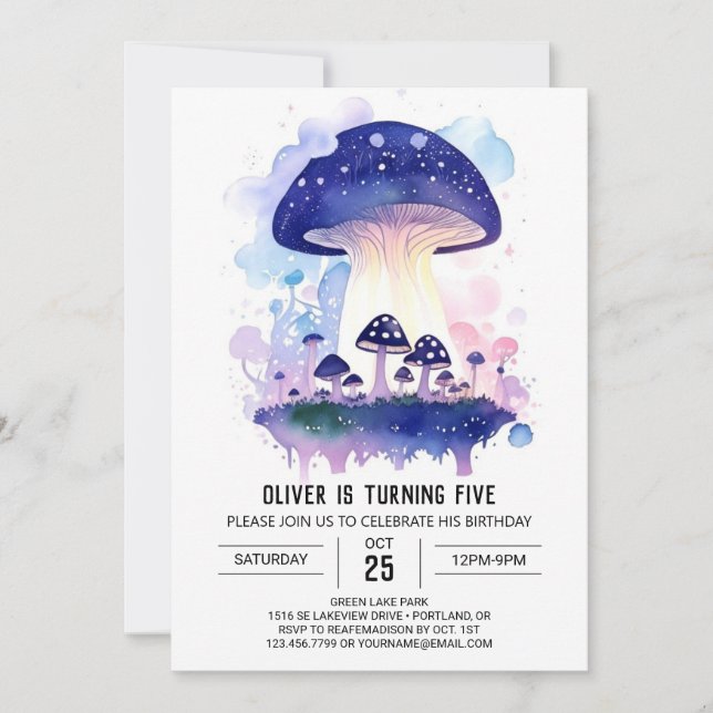 Invitación Toadstool de hongo mágico Cumpleaños (Anverso)