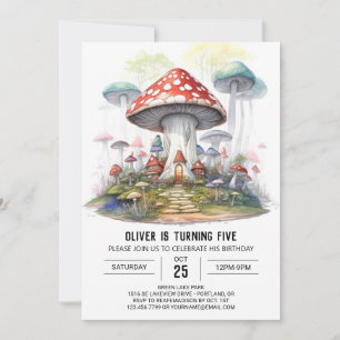 Invitación Toadstool encantado Aventura Niños Cumpleaños