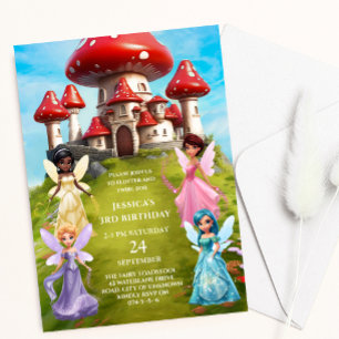 Invitación Toadstool hada princesa palacio niño chica cumplea