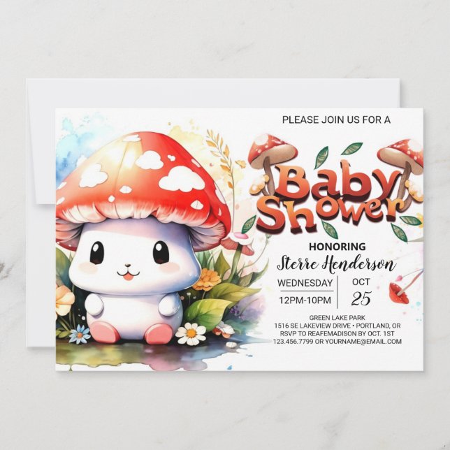 Invitación Toadstool Wonderland Baby Shower (Anverso)