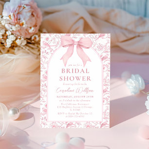 Invitación Toalla rosa de vaca Floral Chinoiserie Ducha de no