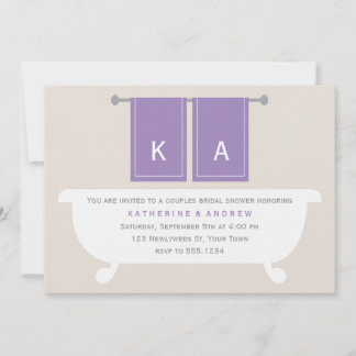 Invitación Toallas De Baño Violeta Monogramadas Ducha De Novi