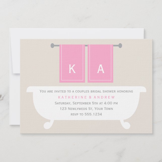Invitación Toallas de baño y toallas de baño ducha de novia { (Anverso)