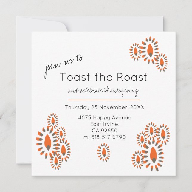 Invitación Toast el Fiesta moderno de la cena de Acción de Gr (Anverso)