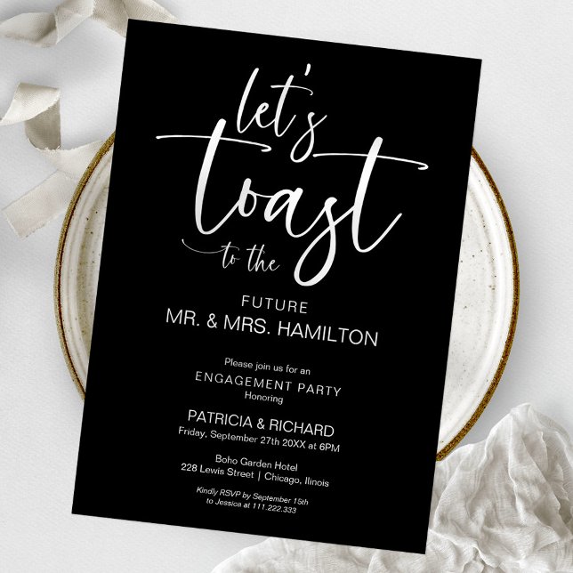 Invitación Toast Moda Calligraphy Engagement Party (Subido por el creador)
