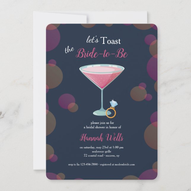 Invitación Toast the Bride Bridal Shower (Anverso)