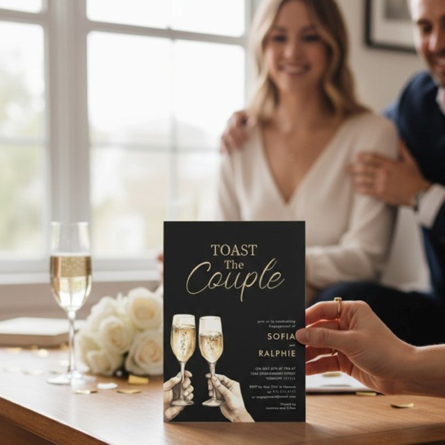 Invitación Toast The Couple Gold Script Engagement (Subido por el creador)