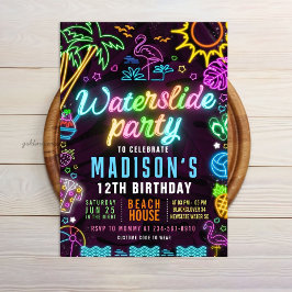 Invitación Tobarra de tobogán de agua editable con luces