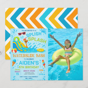 Invitación Tobarra de tobogán de agua, Foto de cumpleaños en 