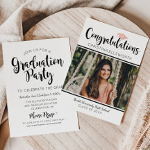 Toca de fiesta de graduación con foto de felicitac