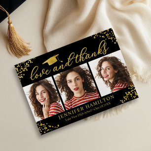 Invitación Toca de Graduación Hojalata Dorada Sobre Amor y Ag