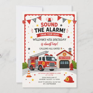 Invitación Toca la alarma y agarra tu equipo Cumpleaños de Fu