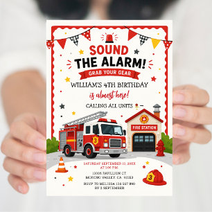 Invitación Toca la alarma y agarra tu equipo Cumpleaños de Fu