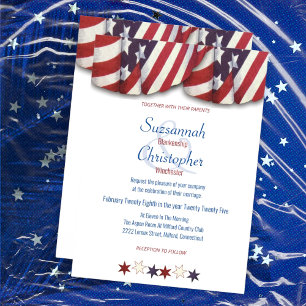 Invitación Tocado de banderines rojo blanco y azul patriótico
