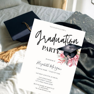 Invitación Tocado de Graduación con Lazo Floral Tu Foto Gradu