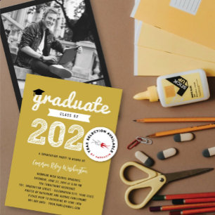 Invitación Tocado de Graduación de Dibujo Blanco Clase de 202
