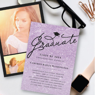 Invitación Tocado de graduación de fiesta glamour con brillo 