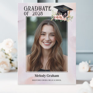 Invitación Tocado de graduación de pasteles suaves con flores