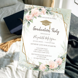 Invitación Tocado de graduación Rosas rosadas Marco Graduació