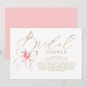 Invitación Tocado de Rosa Suave Elegante Ducha de Novia Román