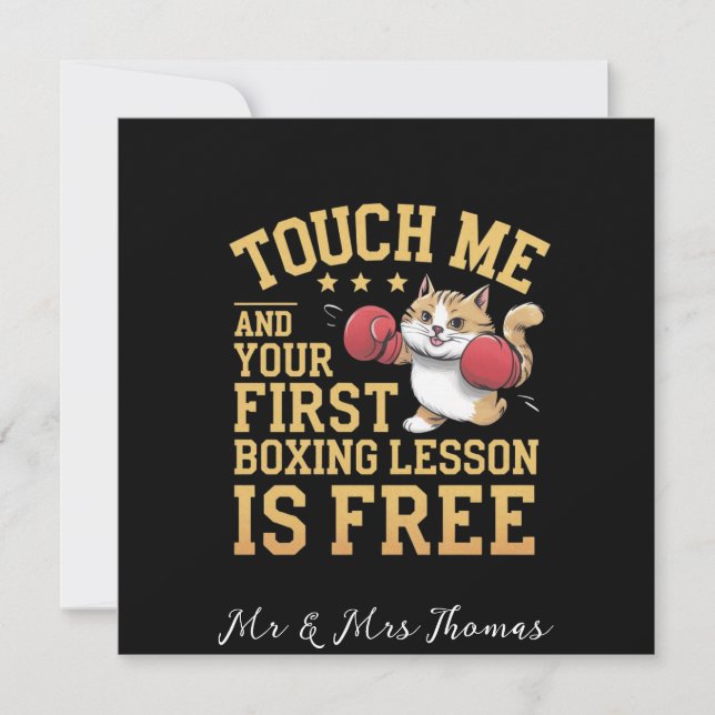 Invitación Tócame y tu primera lección de boxeo es gratis (Anverso)