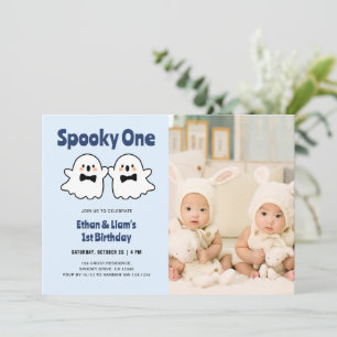 Invitación Tocante foto de primer cumpleaños de un chico geme