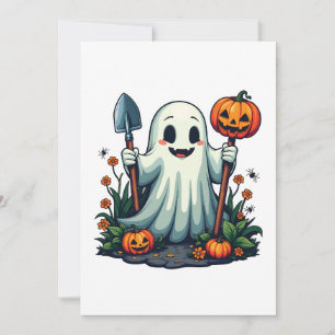 Invitación Tocante Halloween Otoño Gardening Ghost Pumpkin