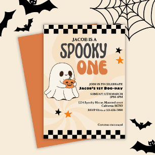 Invitación Tocante un lindo fantasma niño Retro primer cumple
