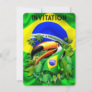 Invitación Toco Toucan con bandera de Brasil