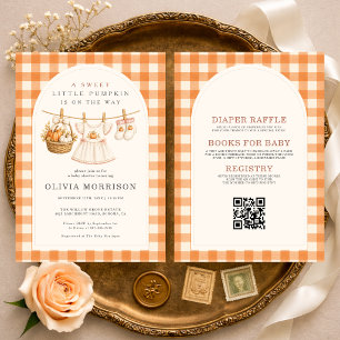 Invitación Toda en Una Niña Calabacita en Camino Baby Shower